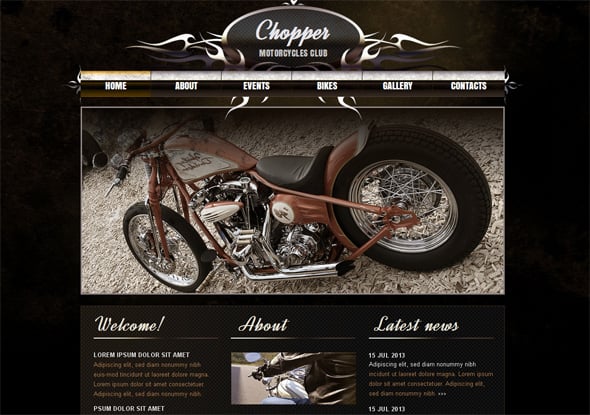 Motorcycle Website Template in Realistic Style