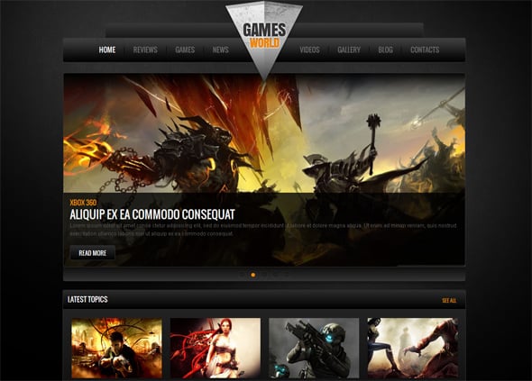 Video Games Black Website Template