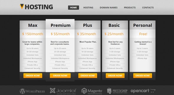 Pricing Page Design - Hosting Website Template