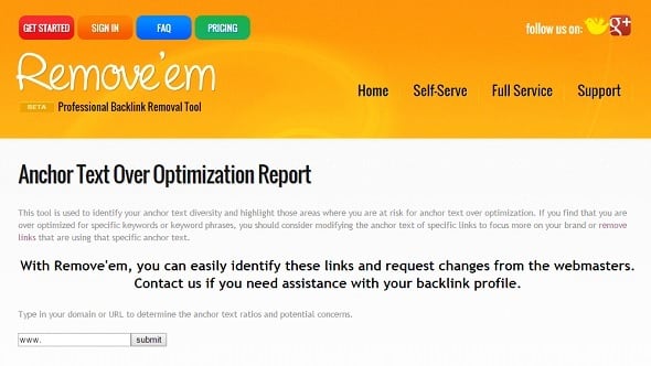 Free SEO Tools - Anchor Text Over Optimization Report