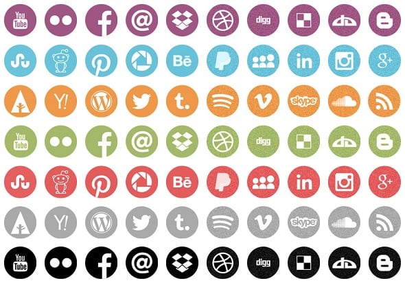 Onextrapixel - Freebie: Round Flat Icons with Noisy Effect in Retro Colors