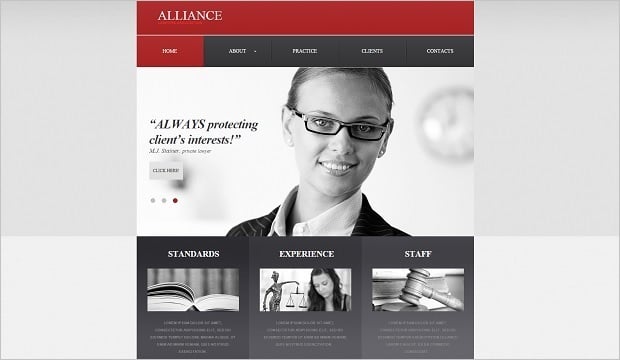 Legal Website Design - Grey-red Law Firm Web Template