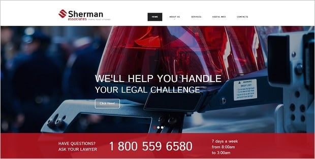 Legal Website Design - Law Firm Web Template with Hero Header
