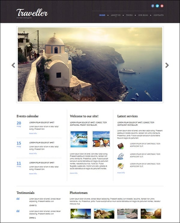 travel website templates - home page