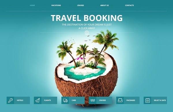 travel website templates - coconut background