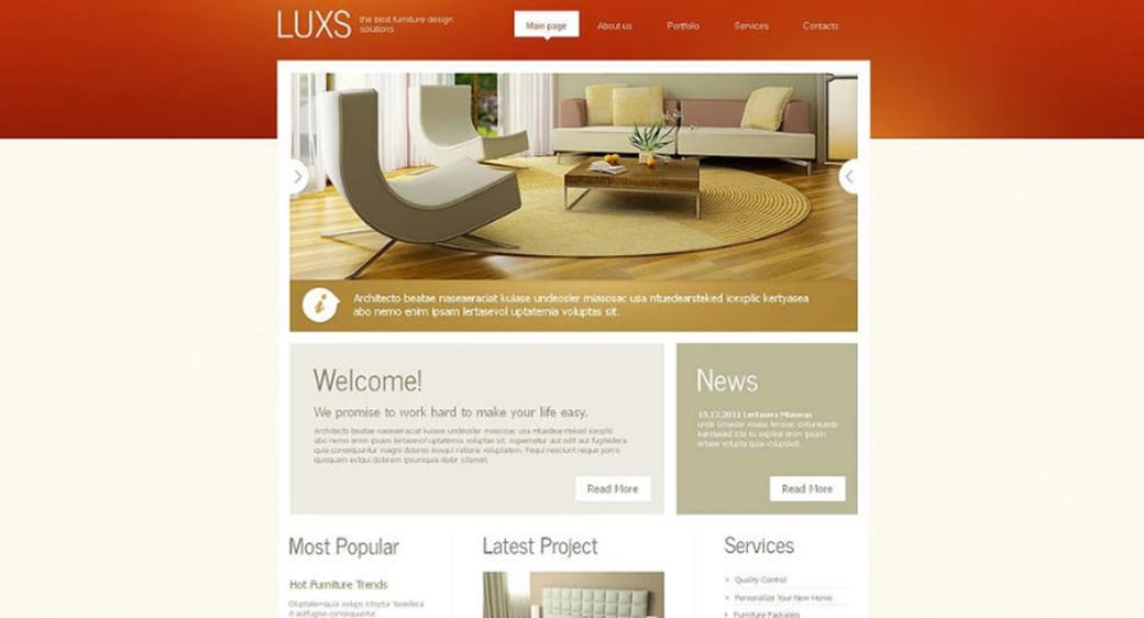 Furniture Website Template with Bright Accents