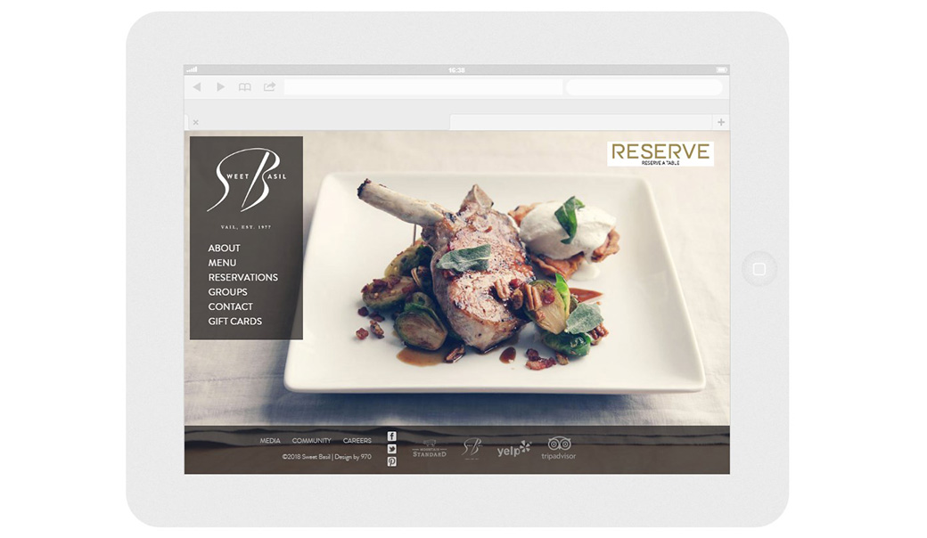 Сайт ресторана с мобильной версией планшет