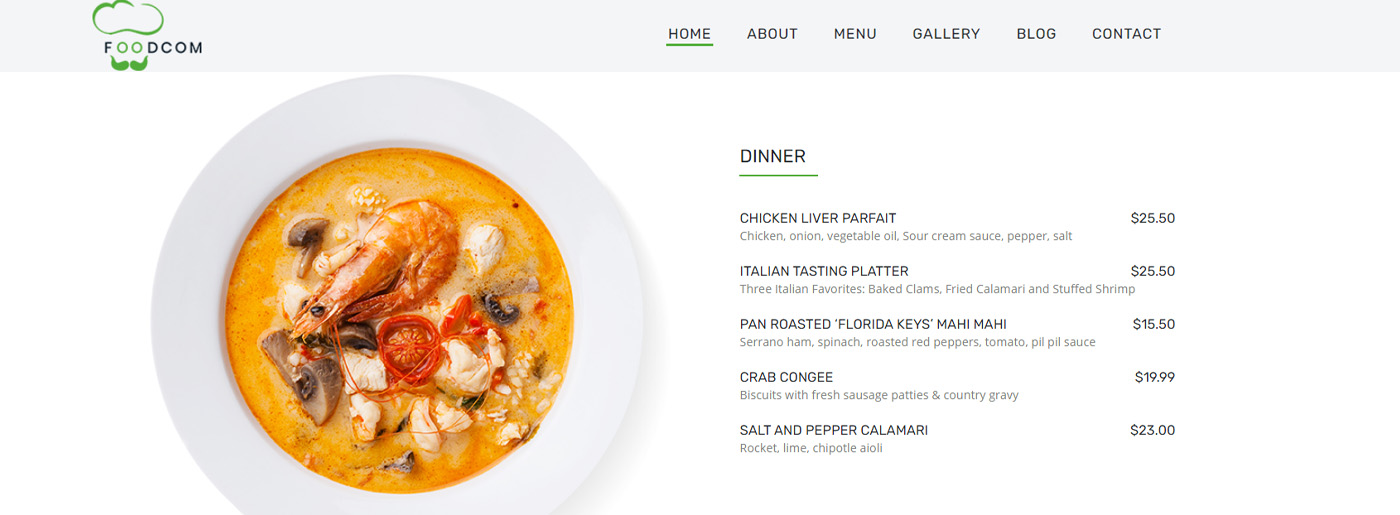 Restaurant Web Page Template