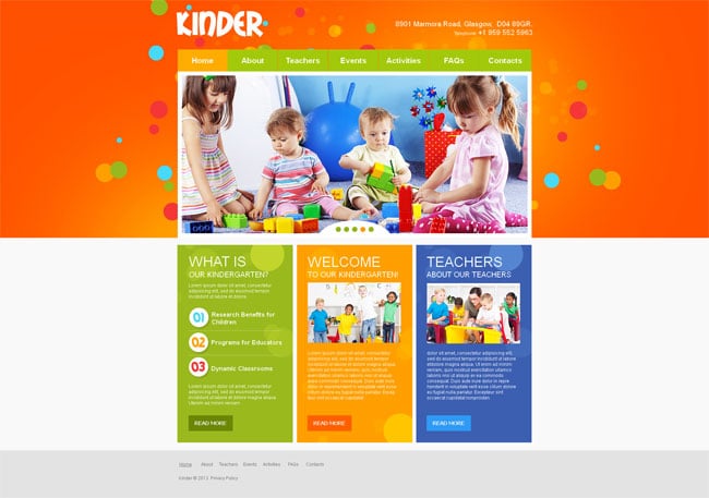 Children's Day Care Company Website Template