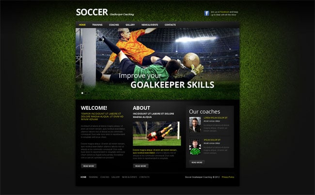 Soccer/Football Themed Website Template