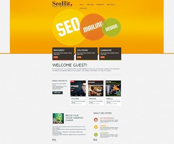 SEO Studio Website Template with Yellow Header