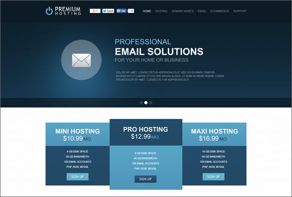 Pricing Table - Hosting Provider Website Template