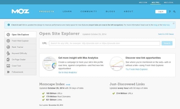 Free SEO Tools - Moz Open Site Explorer