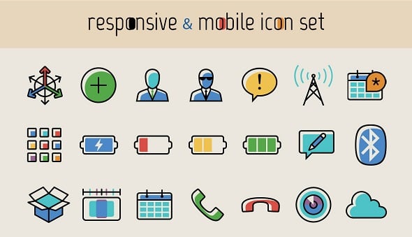 Responsive And Mobile Icon Set