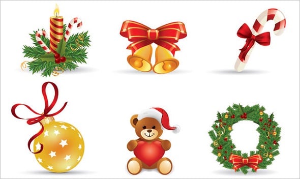 3D Funky Style Christmas Icon Set