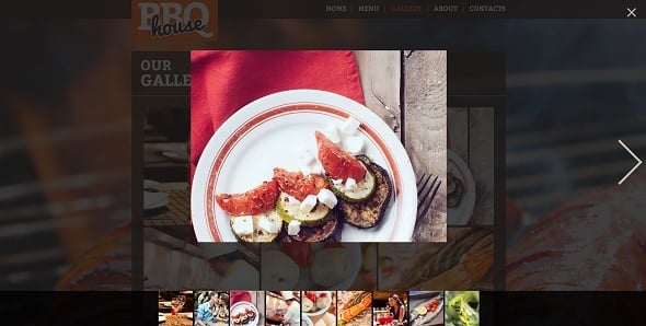 Restaurant Website Template with Lightbox Design Gallery