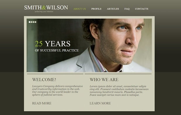 Legal Website Design - Web Template in Olive Green