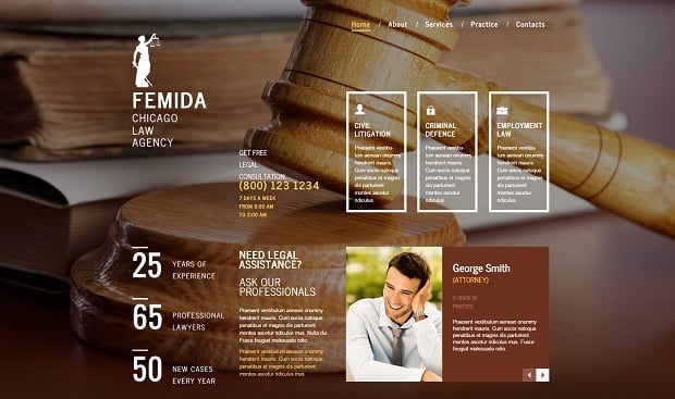 Legal Website Design - Law Firm Website Template with Scroll