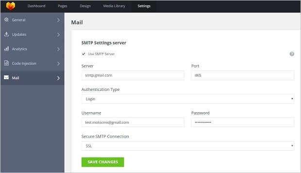 MotoCMS 3.0.6 Update - SMTP settings