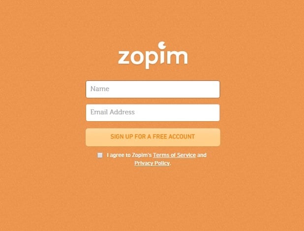 zopim - sign up