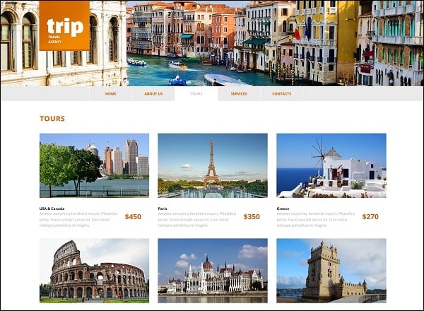 travel website templates - gallery