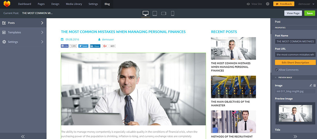 Главные элементы блога