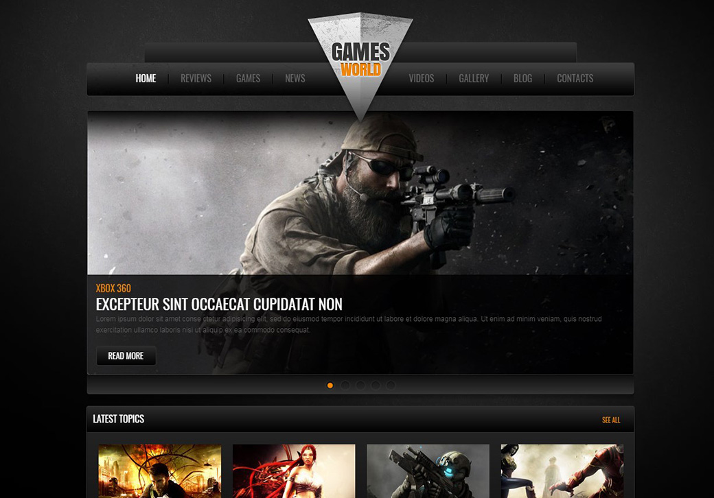 HTML шаблон сайта Games World