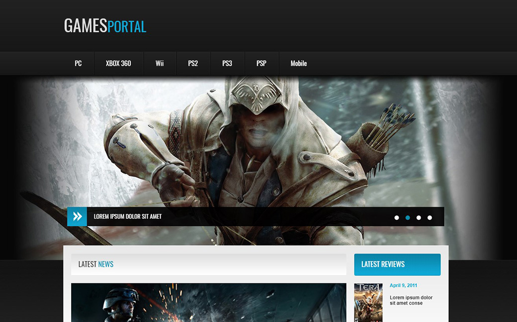 HTML шаблон сайта Games Portal