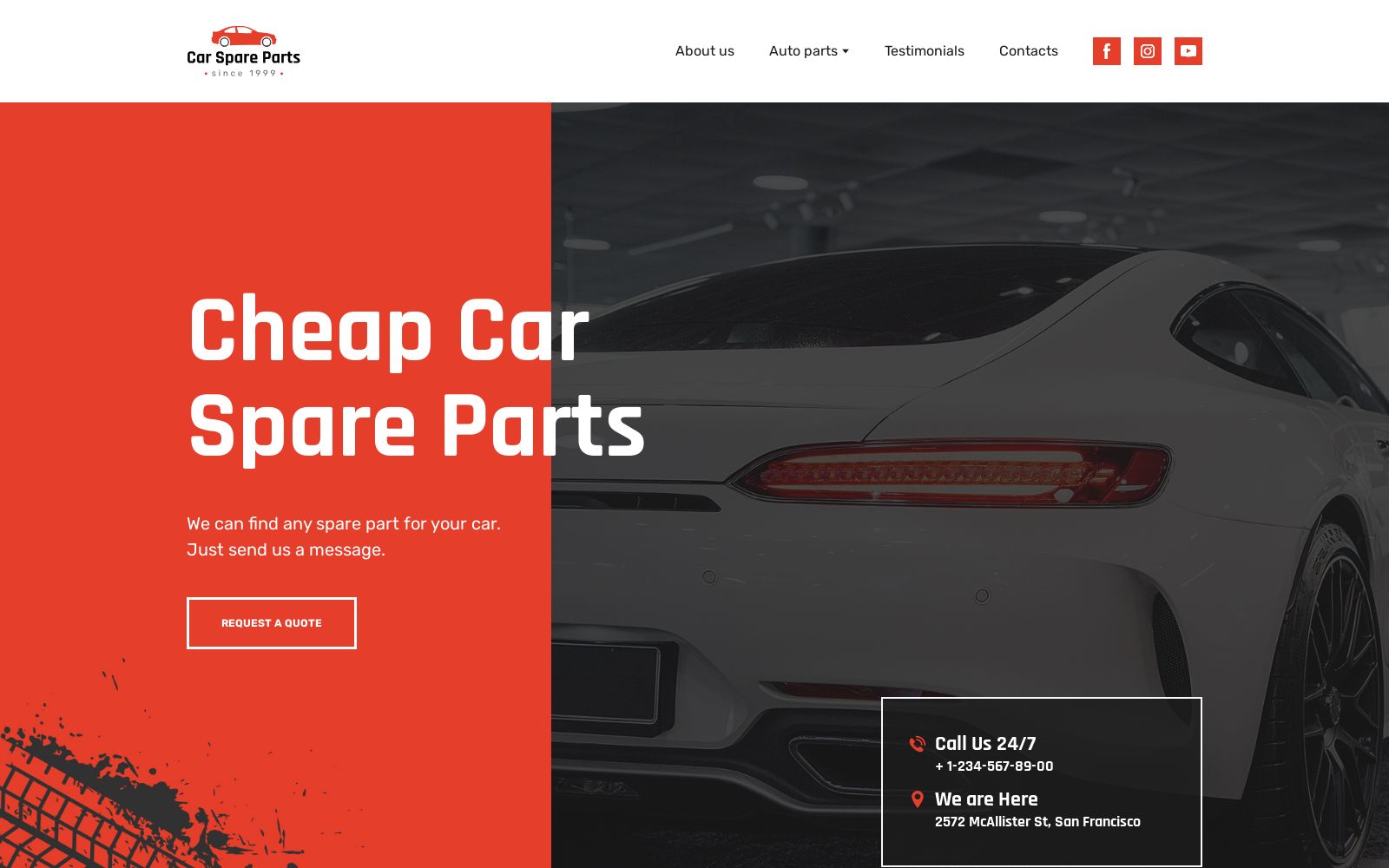 Car parts website template