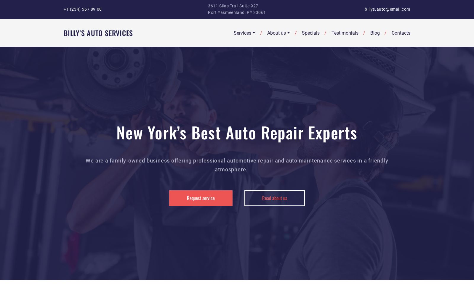 Car repair website template