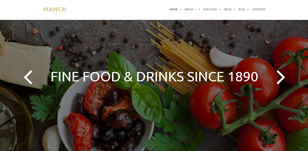Минималистичный сайт ресторана со слайдером