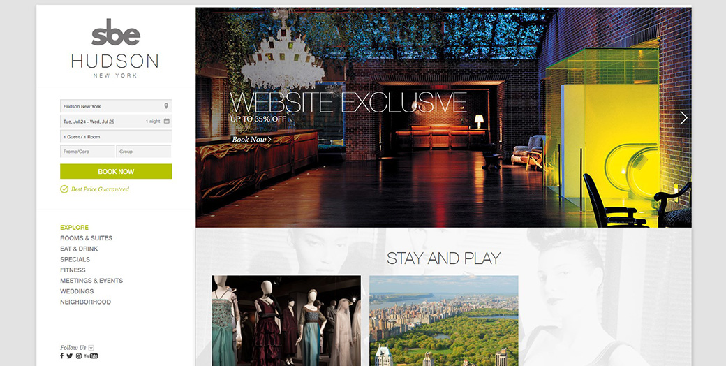 Сайт отеля Hudson New York изображение