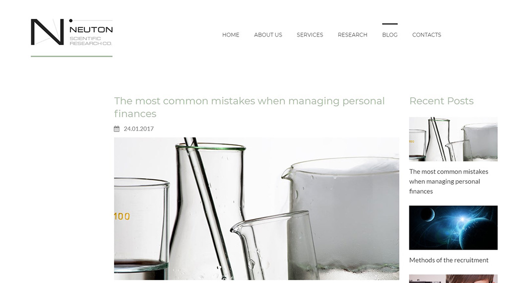 наука и технологии Адаптивный шаблон сайта Neuton блог