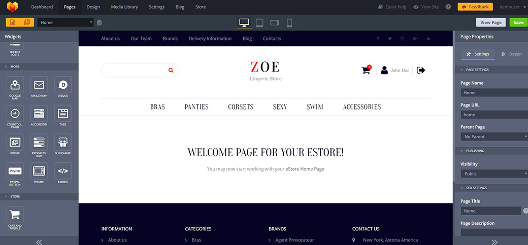 настраиваемый виджет Корзина