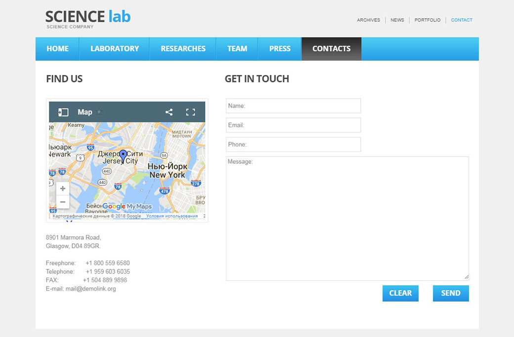 шаблон сайта Science Company