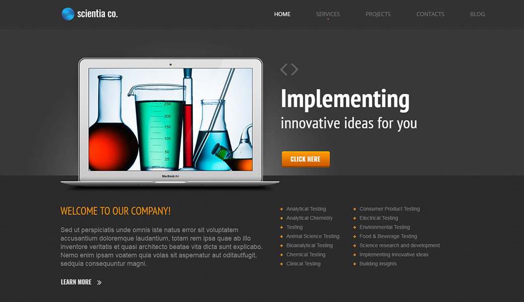шаблон сайта Scientia Co наука и технологии