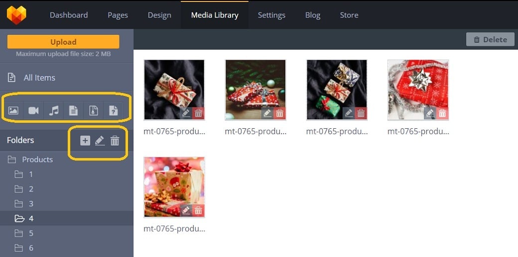 How to make a gifts website - media library