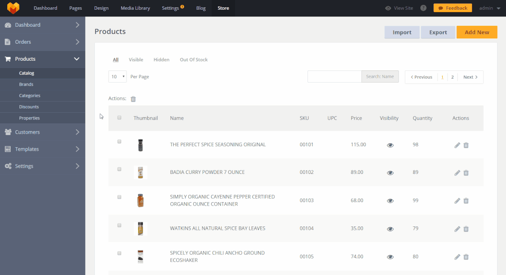 MotoCMS eCommerce Update 1.2.9 - delete products