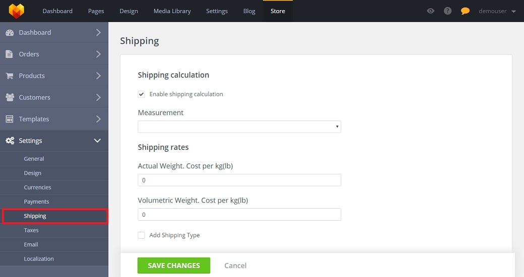 Ultimate cms comparison - MotoCMS shipping section