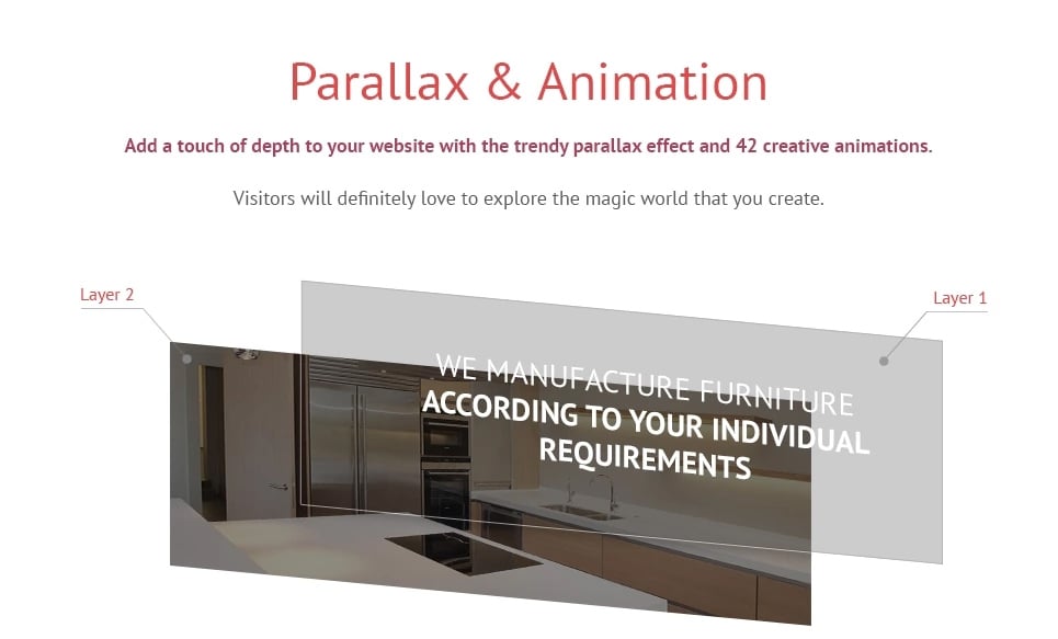 Make an exterior design website - parallax & animation