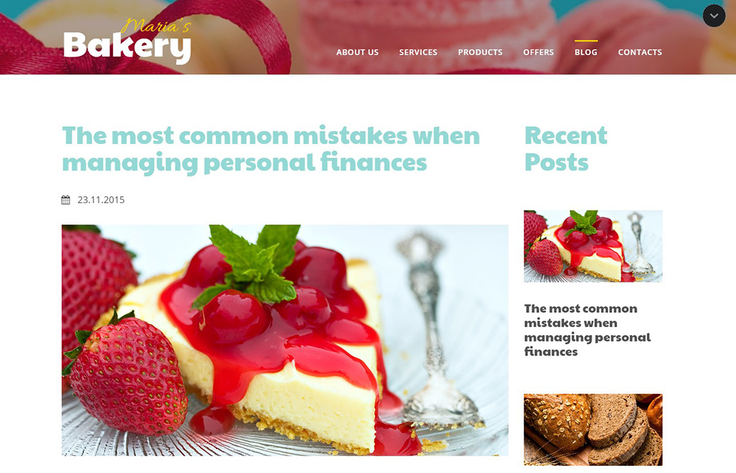 Адаптивный шаблон сайта Maria's Bakery Responsive блог