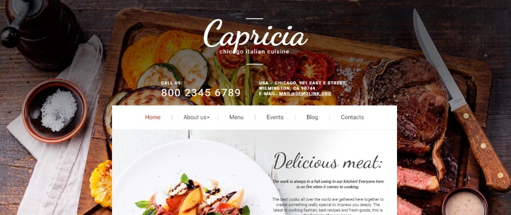 Сайт визитка до и после - шаблон Capricia