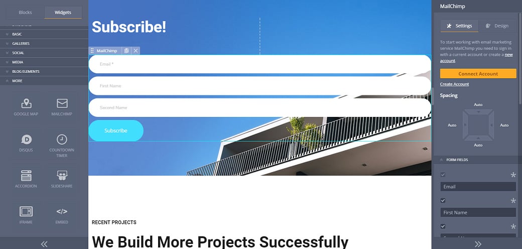 Skyline Business Website Design - MailChimp Widget
