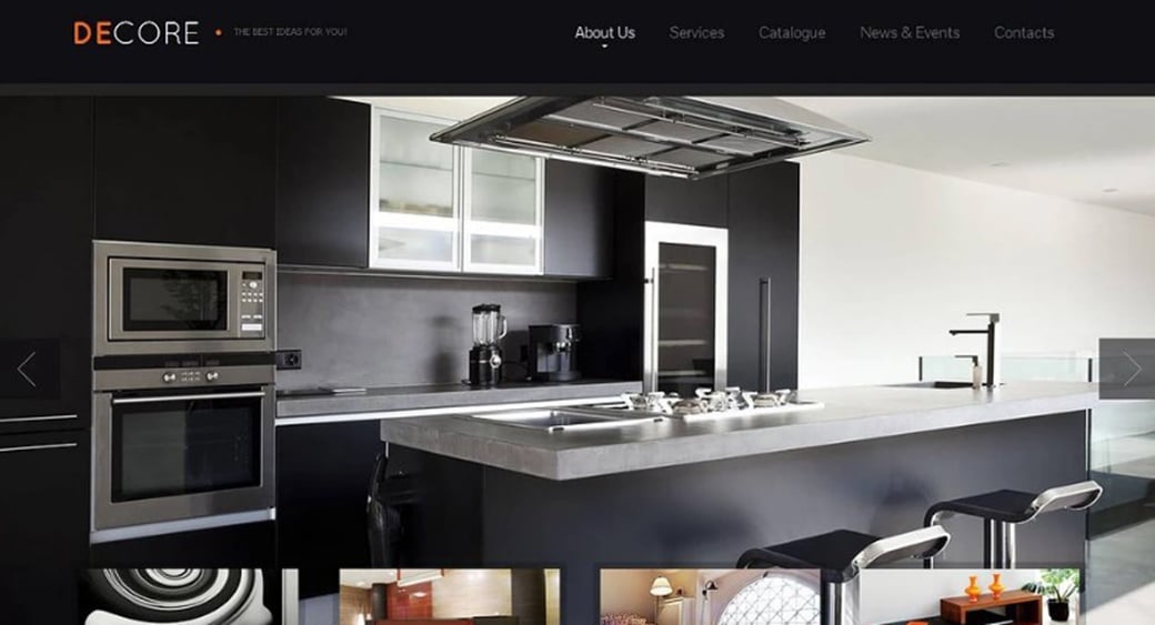 Dark-Colored Interior Design Website Template