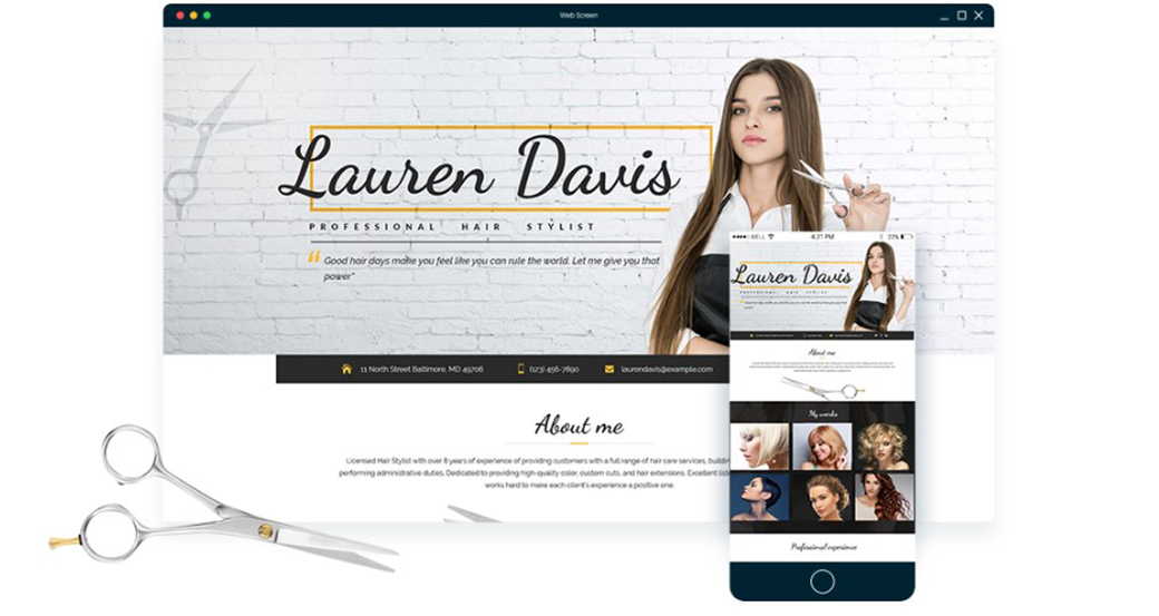 Lauren Davis - MotoCMS 3 Hair Stylist CV Landing Builder