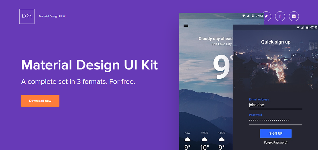 UXPin Free Material Design UI Kit 2018