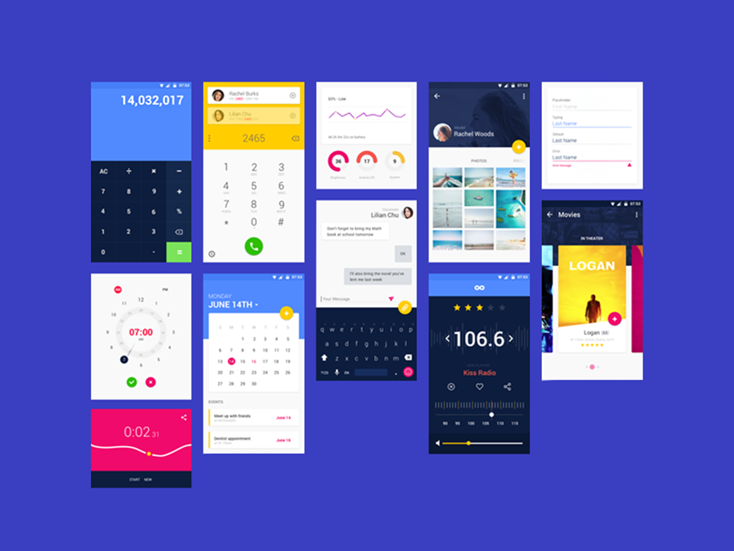 Free Material Design UI Kit 2018 by Emma Drews