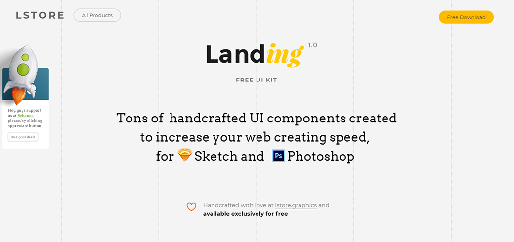 Landing 1.0 Free Material Design UI Kit 2018