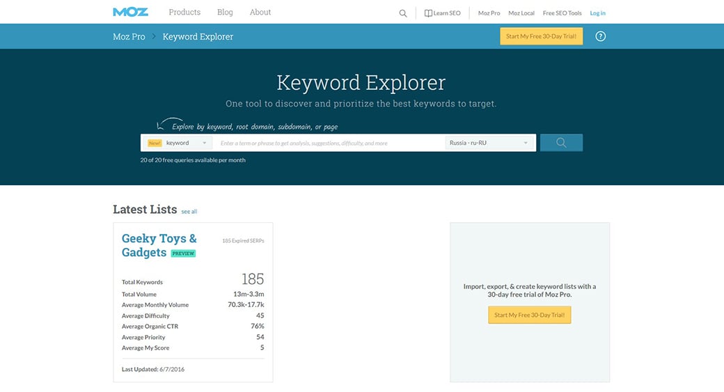 best free keyword research tools moz keyword explorer