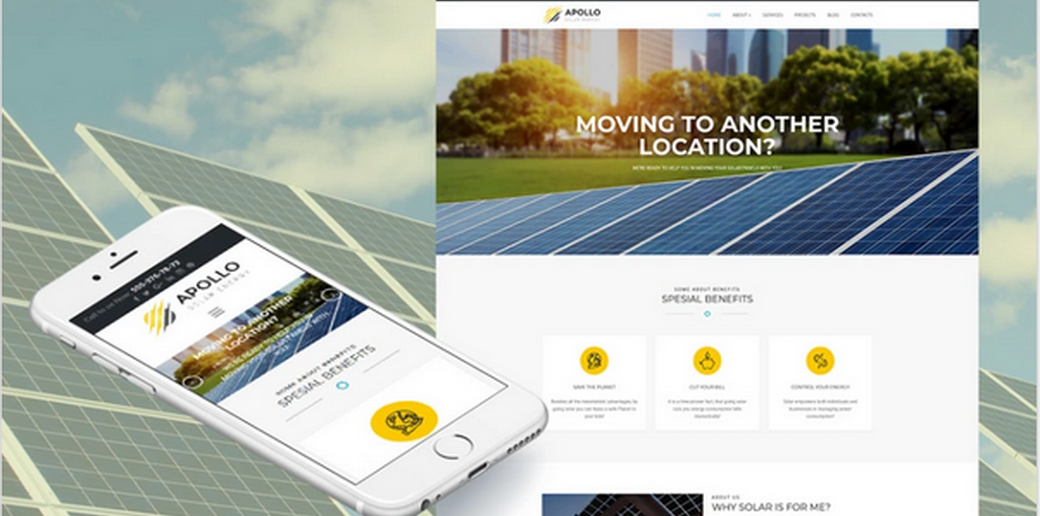 solar company website with unique design